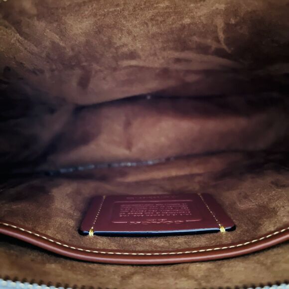 COACH Emery Chalk Multi Pebble Leather Crossbody Bag With Varsity Stripe - Picture 11 of 13